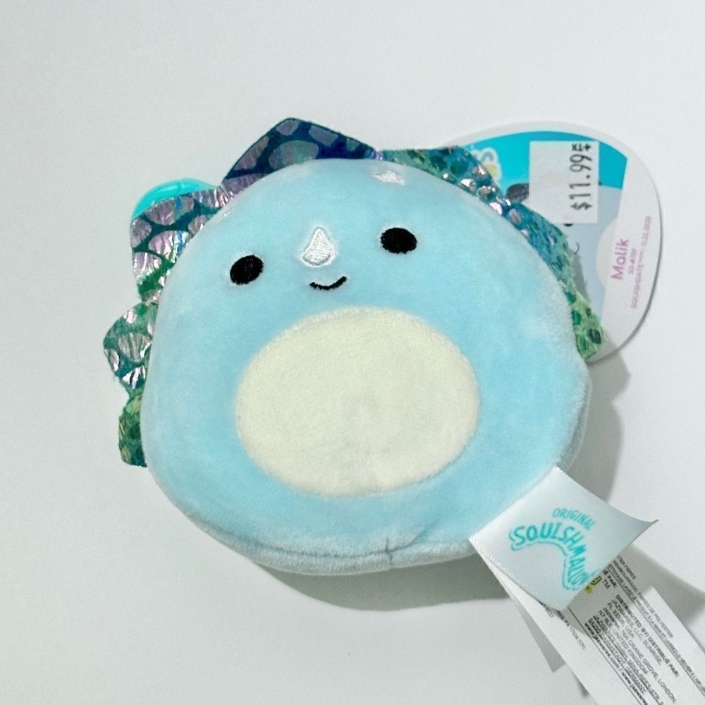 Squishmallows Malik the Dinosaur Plushie Clip, 3.5” New with Tags, Collectible